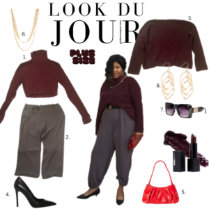 Downtown Chic Burgundy and Grey Plus Size Fall Outfit